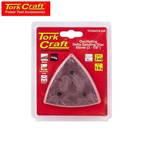 TorkCraft 10Pc Oscilating Sandpaper A/O 80mm Delta Shape 240Grit