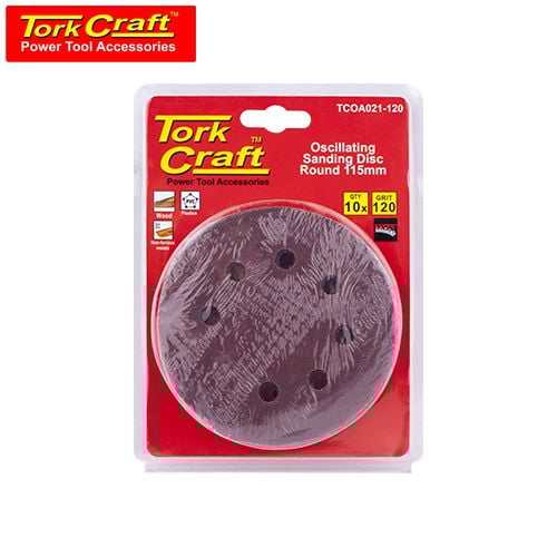 TorkCraft 10Pc Oscilating Sandpaper A/O 115mm Round 120Grit