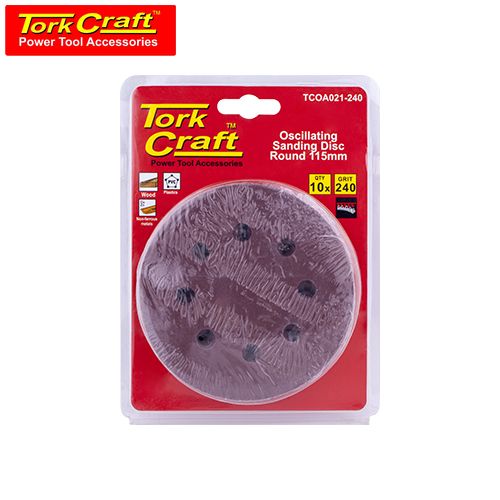 TorkCraft 10Pc Oscilating Sandpaper A/O 115mm Round 240Grit