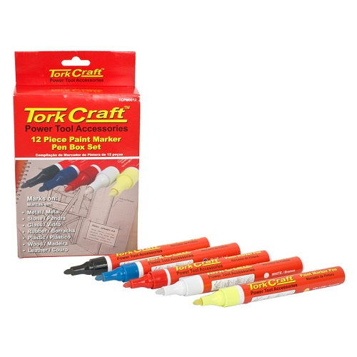 12/Pk Paint Marker Pen (Red, Yellow, White, Black, Blue) | TCPM0012