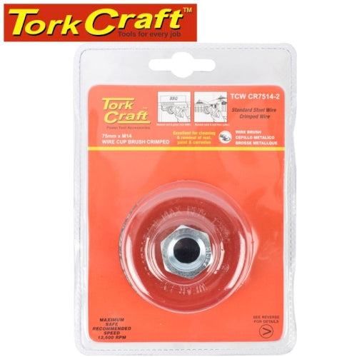 Wire cup brush crimped plain 75mmxm14 blister