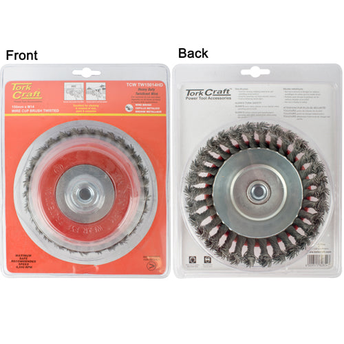 Wire cup brush twisted 150mm x m14 with 0.80mm wire heavy duty(TCW TW15014HD)