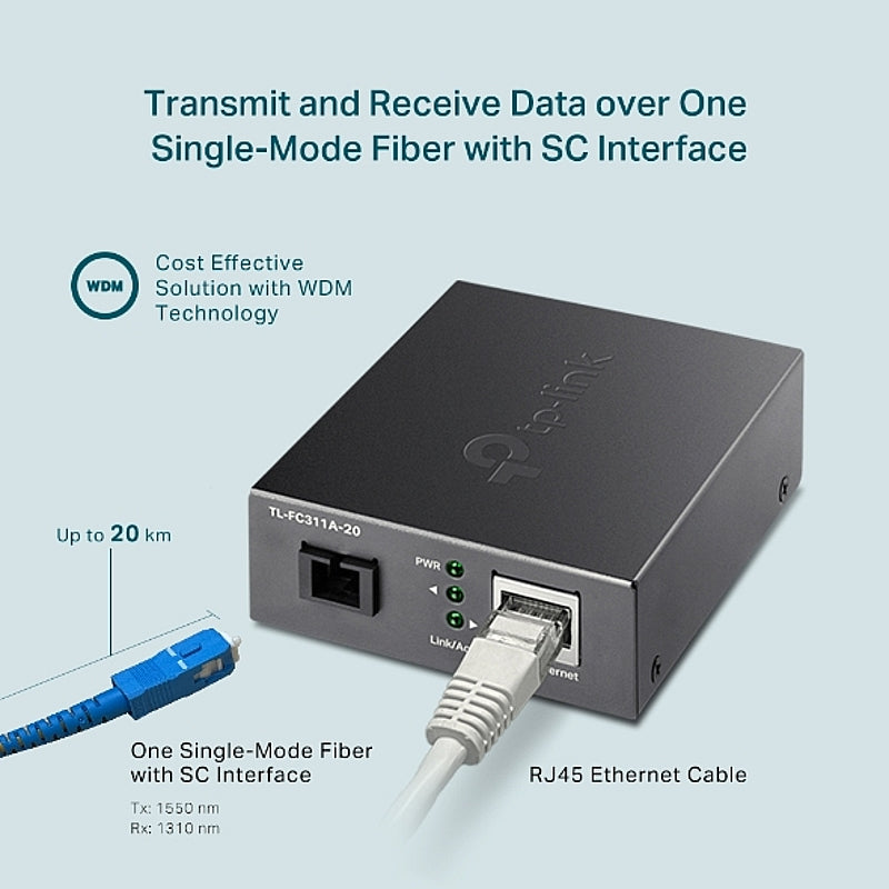 TP-Link Omada Gigabit WDM Media Converter | TL-FC311A-20