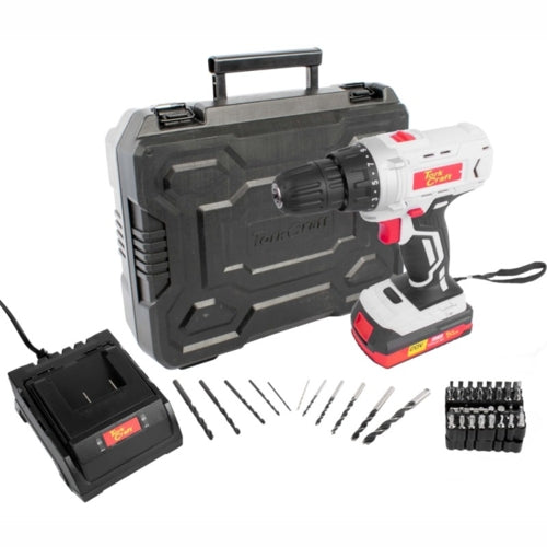 Tork Craft Cordless Drill/Driver Kit 20V Li-Ion - 2.0AH + 44Pcs Accessories | TC20001