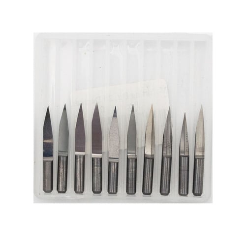 10Pc V-Cutting Bit - 3.175mm Shank