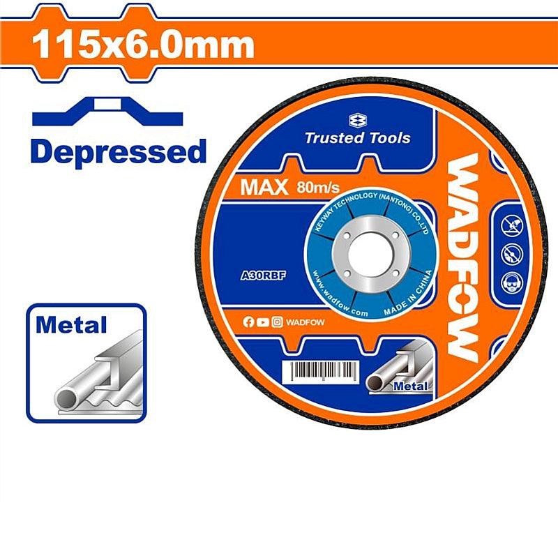 WADFOW Abrasive Metal Grinding Disc, 115 x 6.0 x 22.2mm | WAC1347