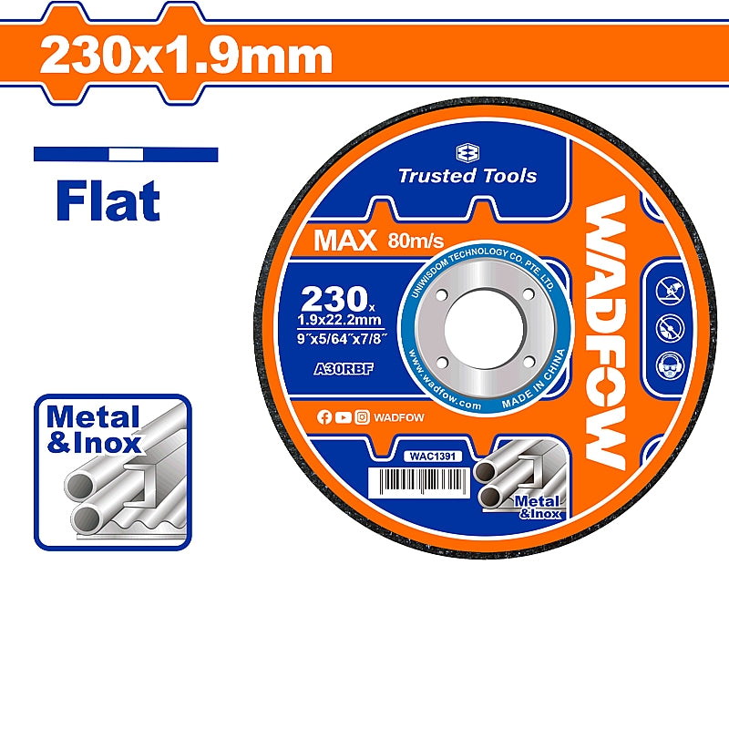WADFOW Abrasive Metal Cutting Disc, 230 x 1.9 x 22.2mm | WAC1391