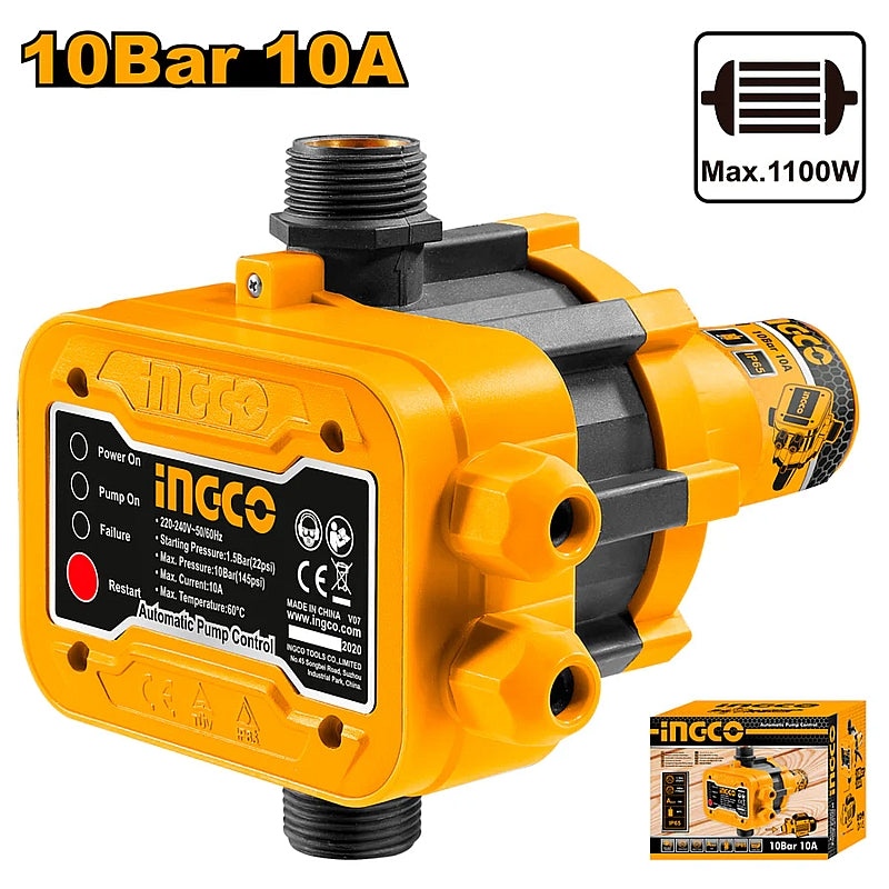 Ingco Automatic Pump Control Switch for Water Pump 10 Bar, 10A | WAPS001