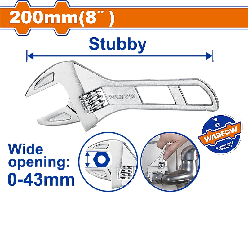 WADFOW 8" Adjustable Wrench (200mm) | WAW7108