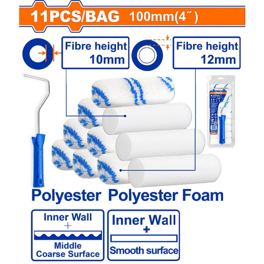 WADFOW 11 Piece Paint Roller Set, Polyester (Inner Wall) | WCB5411