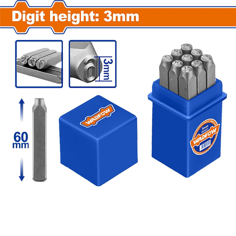 WADFOW 9 Piece Digit Punch Set, 3 x 60mm | WCC9593