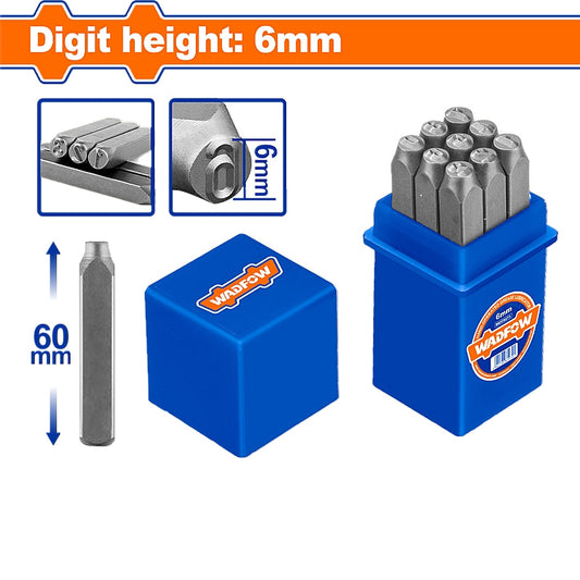 WADFOW 9 Piece Digit Punch Set, 6 x 60mm | WCC9596