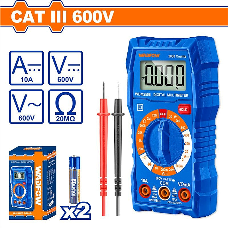 WADFOW Digital Multimeter, CAT III - 600V | WDM2506