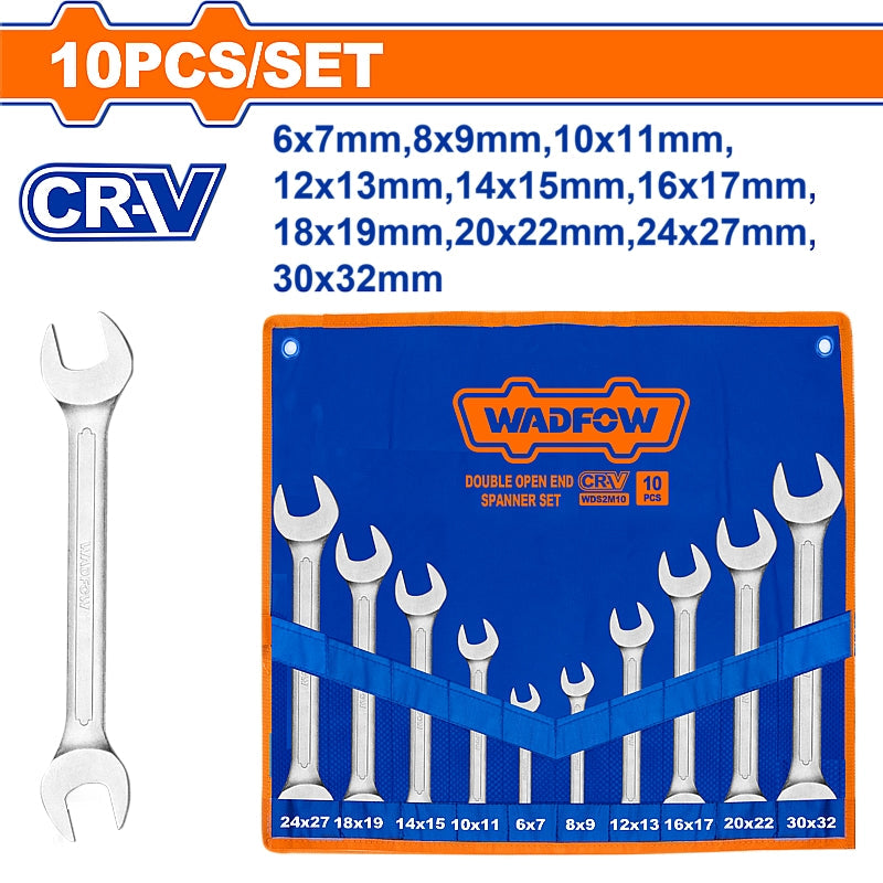 WADFOW 10 Piece Double Open End Spanner Set | WDS2M10