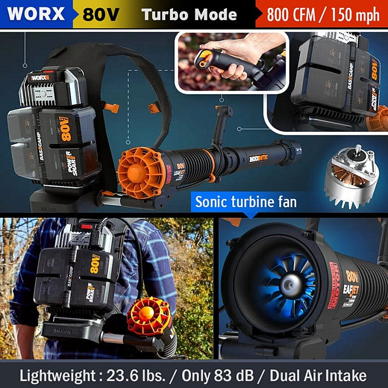 Worx NITRO 80V Brushless Cordless Backpack Blower, 4.0Ah Kit | WG572E