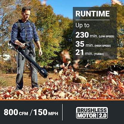 Worx NITRO 80V Brushless Cordless Backpack Blower, 4.0Ah Kit | WG572E
