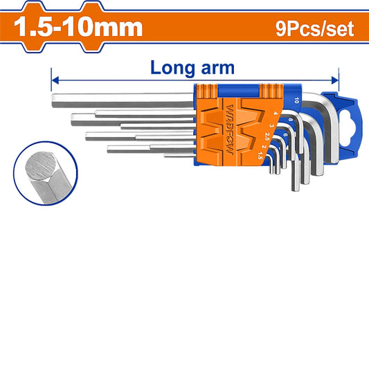WADFOW 9 Piece Long Arm Hex Key Set, 1.5-10mm | WHK1291