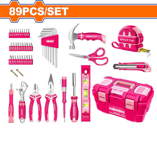 WADFOW 80 Piece Pink Hand Tools Set with Tool Box | WHS3B89