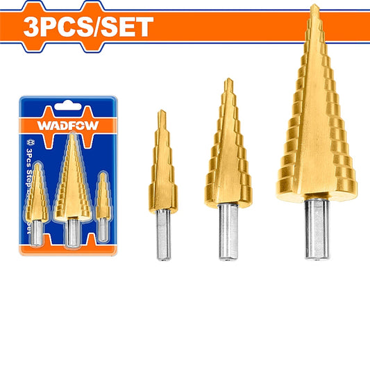 WADFOW 3 Piece HSS Step Drill Bit Set | WJD3401