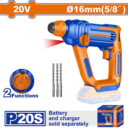 WADFOW 20V Brushless Cordless SDS-Plus Rotary Hammer Drill, 1.5J (Solo Unit) | WLM1516