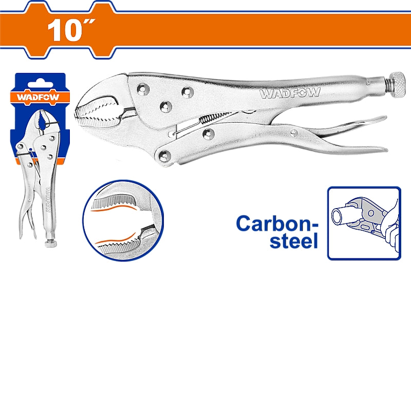 WADFOW 10" Curved Jaw Locking Plier, 0-45mm (250mm) | WLP1C10
