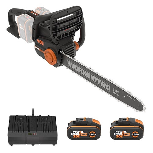Worx - 40V Cordless NITRO Chainsaw Brushless 40cm PRO 4.0Ah Kit | WG385E