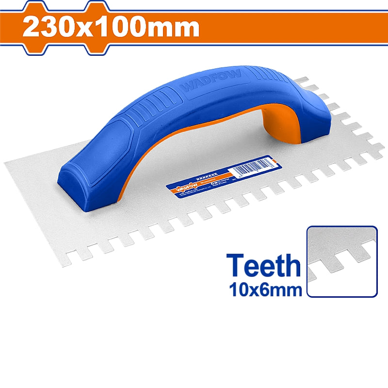 WADFOW Plastering Trowel with Teeth, 100 x 230mm | WPE4923