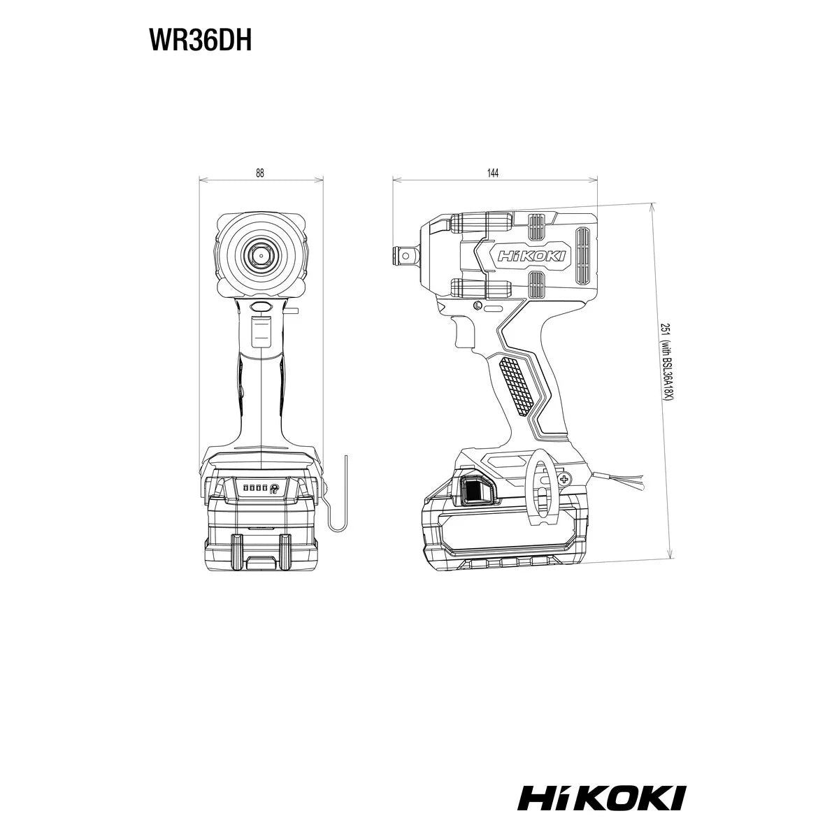 HiKOKI MULTI VOLT (36V) Cordless BL 1/2" Impact Wrench 380Nm (Bare Tool) | WR36DHW2Z