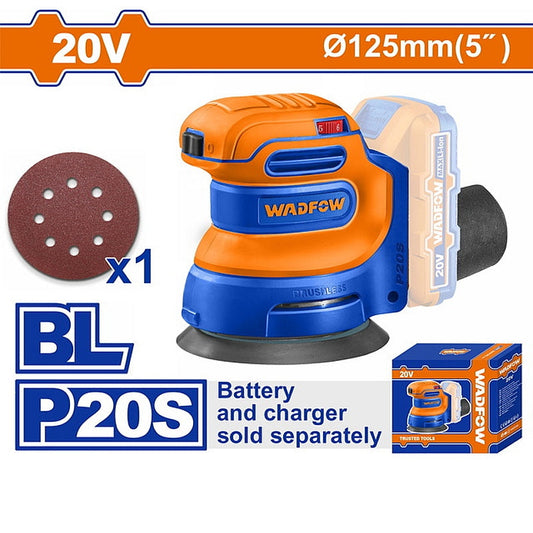 WADFOW 20V Brushless Cordless Random Orbit Sander, 125mm (Solo Unit) | WRAP5030