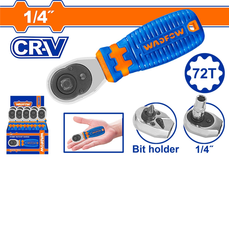 WADFOW 1/4" Stubby Ratchet Handle | WRW2J14