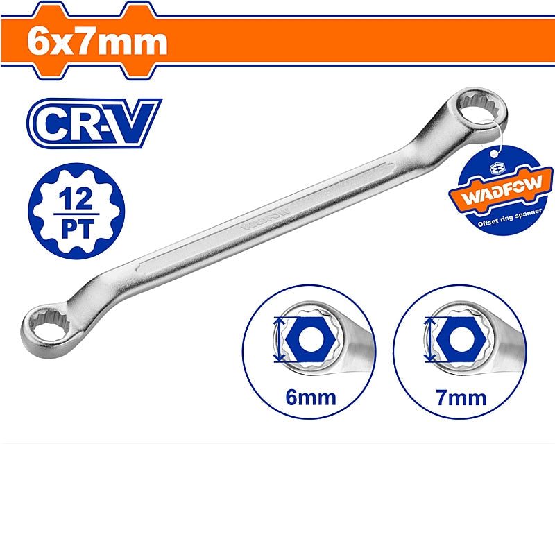 WADFOW Offset Double Ended Ring Spanner, 6 x 7mm | WSA3101