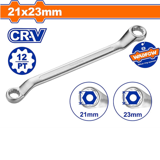 WADFOW Offset Double Ended Ring Spanner, 21 x 23mm | WSA3109