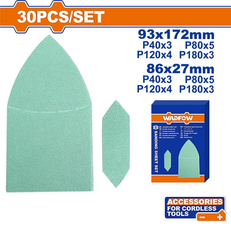 WADFOW Sanding Sheet Assortment Set, 93 x 172mm | WSD938630
