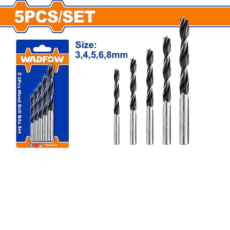 WADFOW 5 Piece Wood Drill Bit Set | WSJ3K01