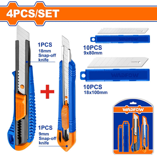 WADFOW 4 Piece Utility Snap-Off Blade Knife Set | WSK2204