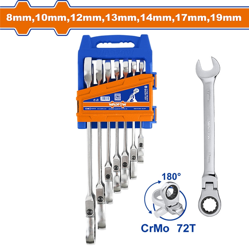 WADFOW 7 Piece Flexible Ratchet Spanner Set | WSP5207