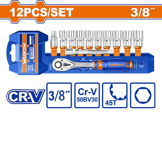 WADFOW 12 Piece 3/8" Drive Socket Set | WST3212