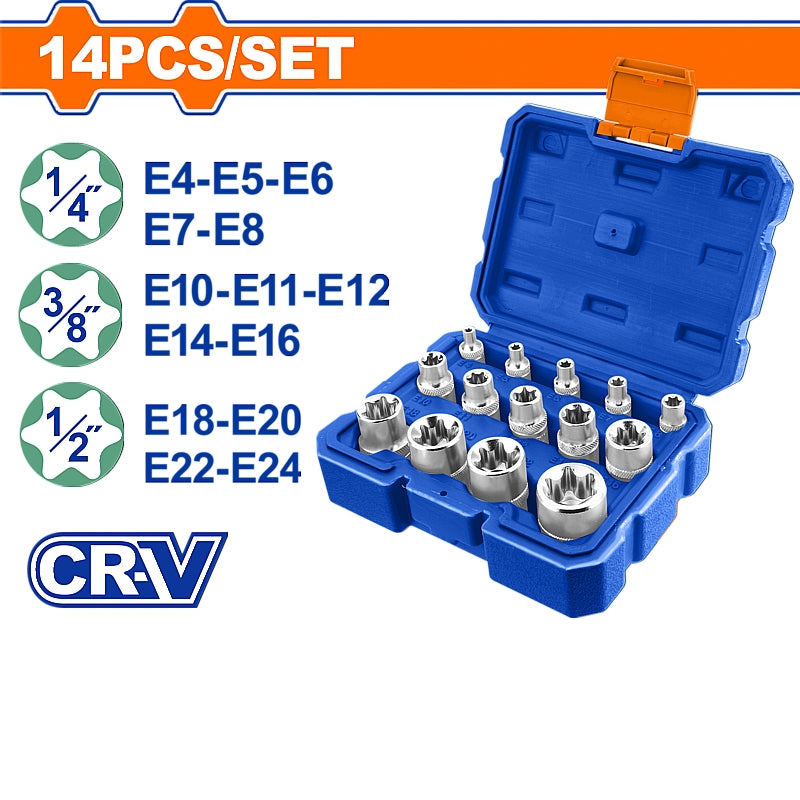 WADFOW 14 Piece E-Type Socket Set | WST3D14