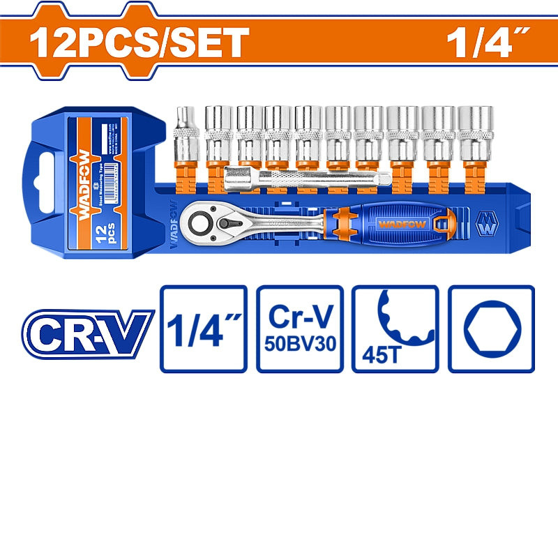 WADFOW 12 Piece 1/4" Drive Socket Set | WST4212