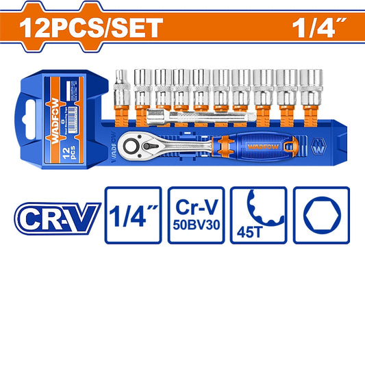 WADFOW 12 Piece 1/4" Drive Socket Set | WST4212