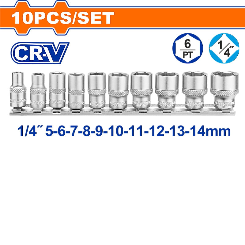 WADFOW 10 Piece 1/4" Drive Socket Set | WST4410