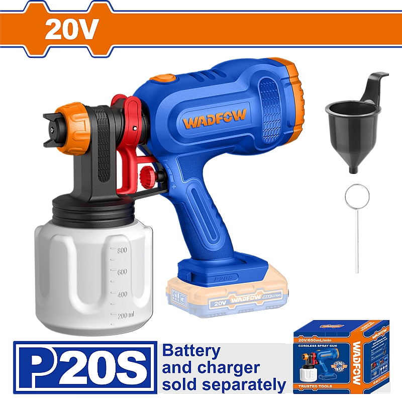 WADFOW 20V Cordless Spray Gun, 650mL/min (Solo Unit) | WSU3066