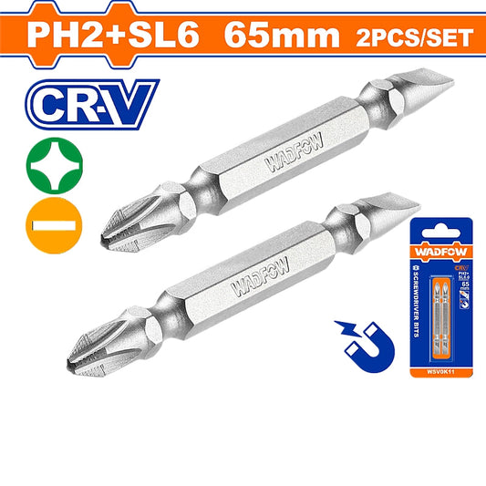 WADFOW Screwdriver Bits, PH2 + SL6.0 x 65mm | WSV0K11