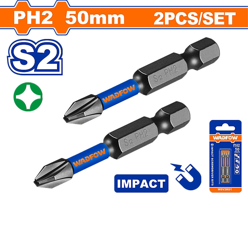 WADFOW Impact Screwdriver Bits, PH2 x 50mm | WSV2K61