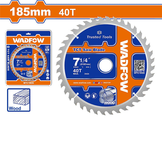 WADFOW TCT Saw Blade, D 185MM X B 20/16MM - 40T | WTC1K05