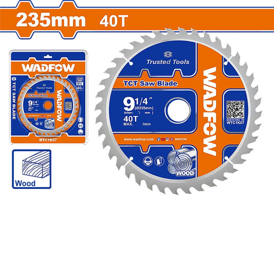 WADFOW TCT Saw Blade, D 235MM X B 30/25.4/16MM - 40T | WTC1K07