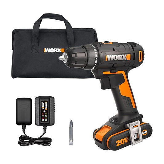 Worx 20V Cordless Impact Drill Driver, 2.0Ah Kit + Carry Bag | WX100