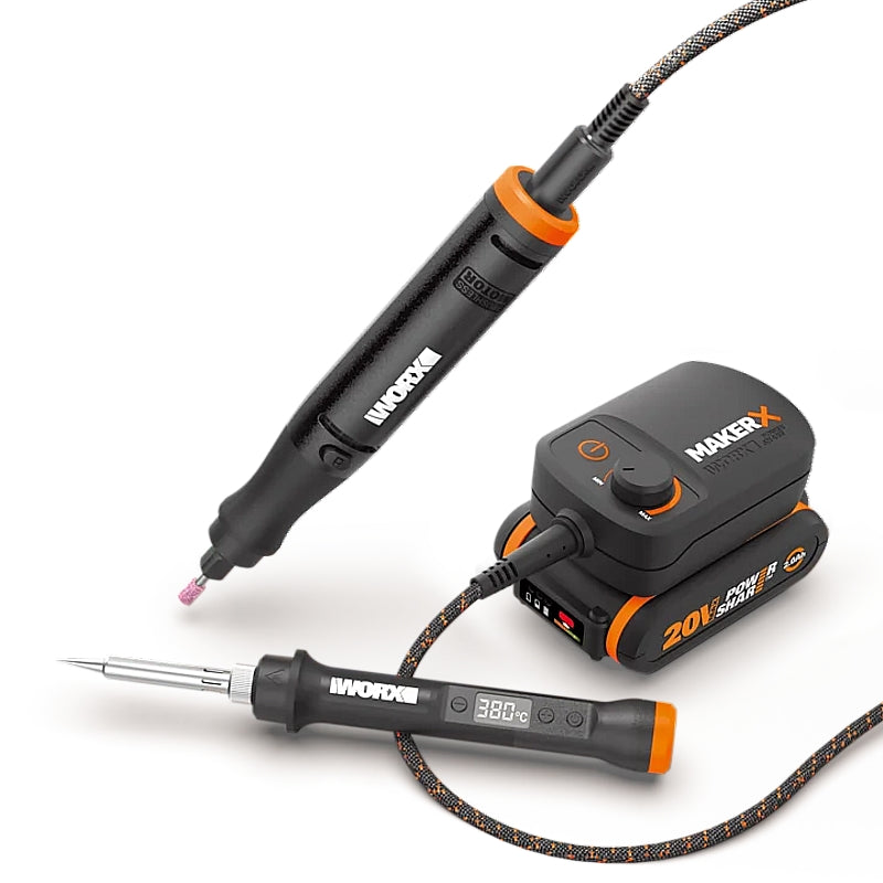 Worx MakerX 2-In-1 Rotary Tool and Soldering Iron with Control Hub, 2.0Ah Kit | WX988
