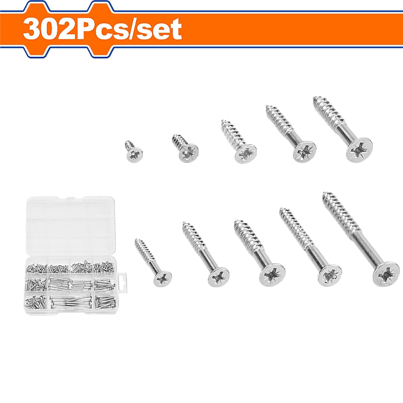 WADFOW 302 Piece Countersunk Head Self-Tapping Screws Assortment | WXSCB02