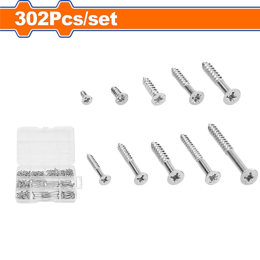 WADFOW 302 Piece Countersunk Head Self-Tapping Screws Assortment | WXSCB02